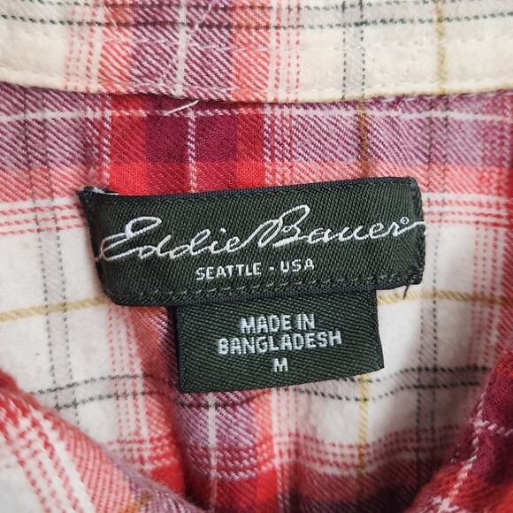 Eddie Bauer Plaid Button Down Long Sleeve Top Womens Size Medium M - Picture 3 of 4